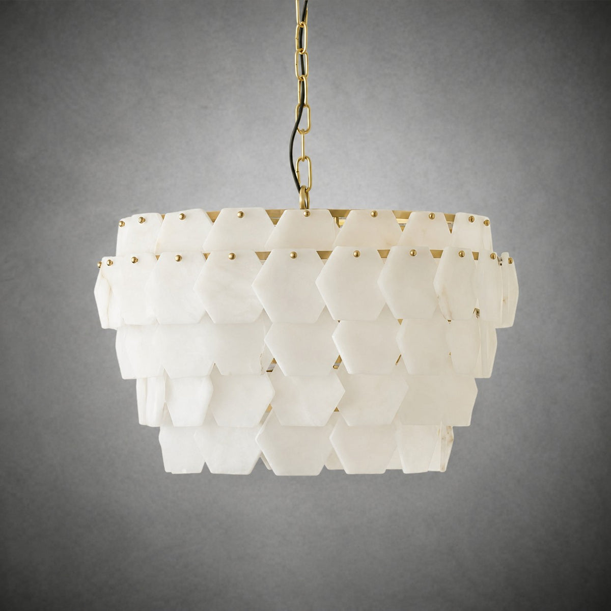 Hexa Cloud Gold & White Alabaster Pendant Light– 23.6" Diameter