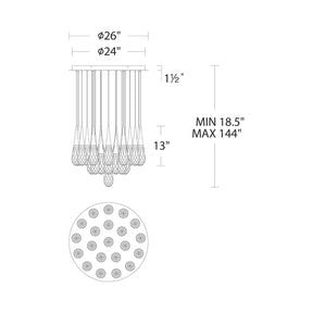 Hibiscus LED Multi Light Pendant Light - line drawing.