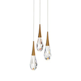 Hibiscus LED Multi Light Pendant Light in Aged Brass (3-Light).