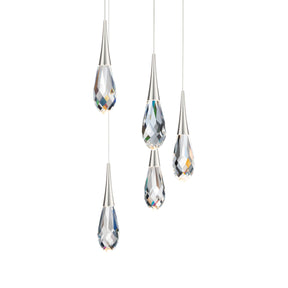 Hibiscus LED Multi Light Pendant Light in Polished Nickel (5-Light).