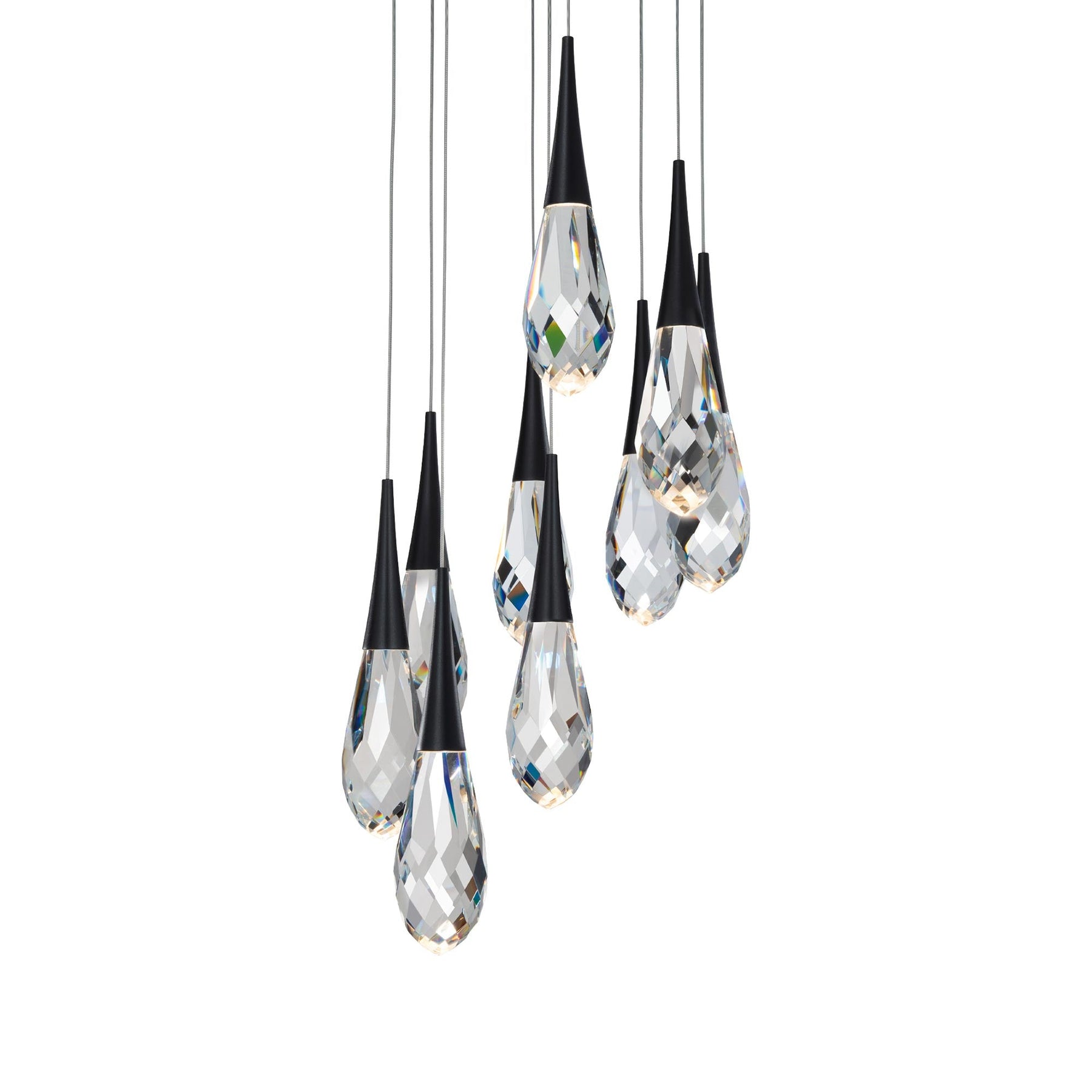 Hibiscus LED Multi Light Pendant Light in Black (9-Light).