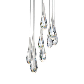 Hibiscus LED Multi Light Pendant Light in Polished Nickel (9-Light).