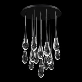 Hibiscus LED Multi Light Pendant Light in Black (15-Light).