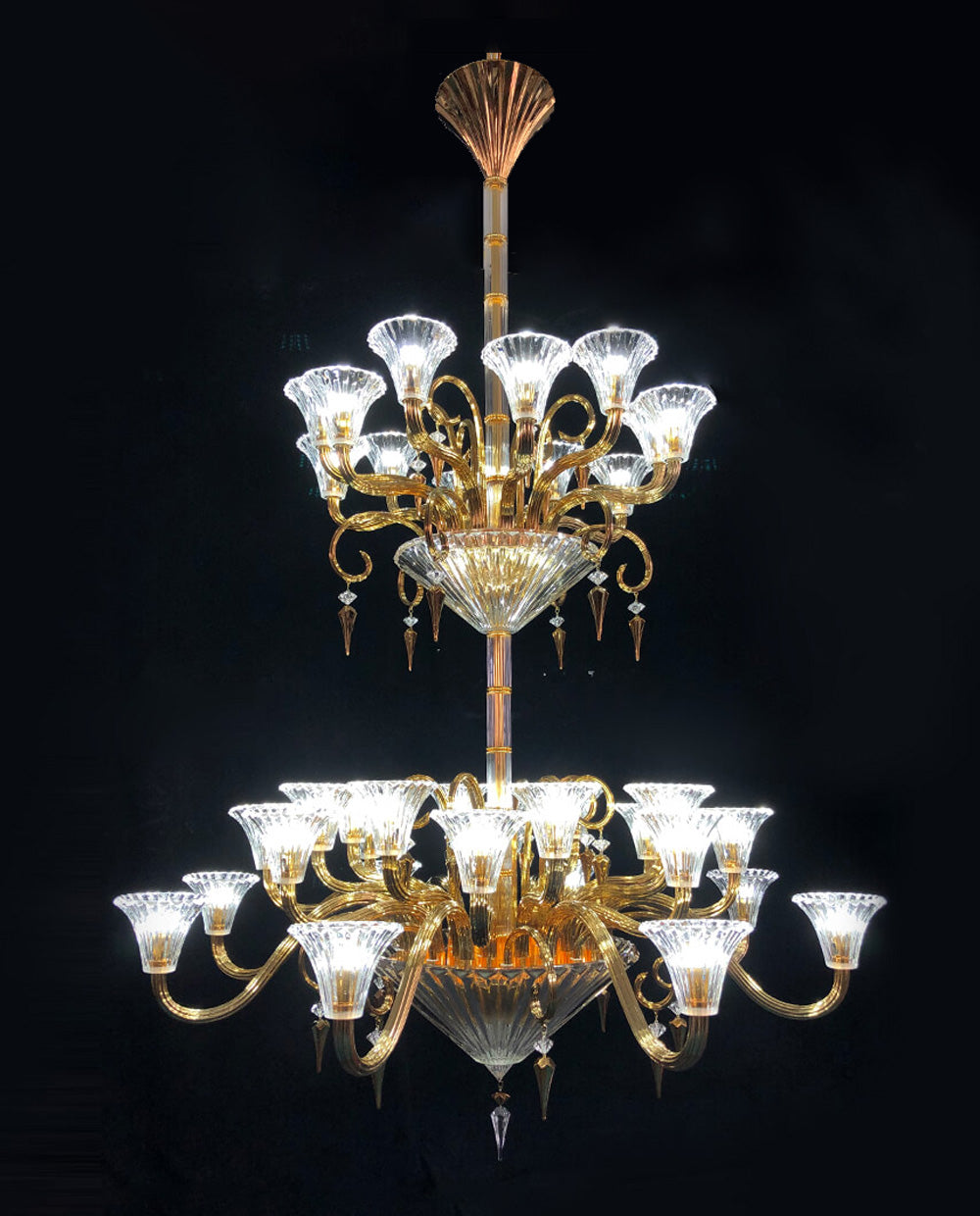 High Quality Mille Nuits Gold Chandelier Lustre Bacara Crystal Lighting