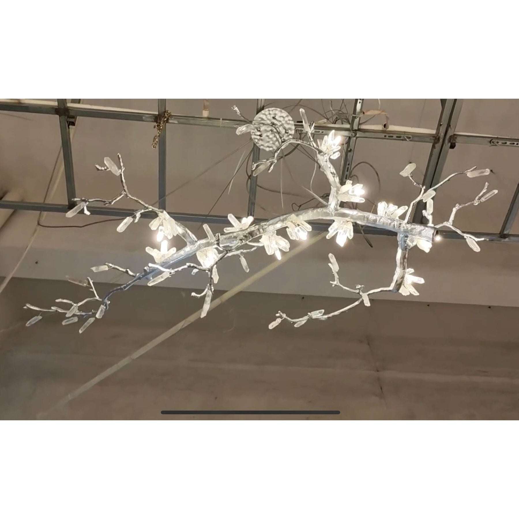Selenite Crystal Blossom Branching Tree Chandelier