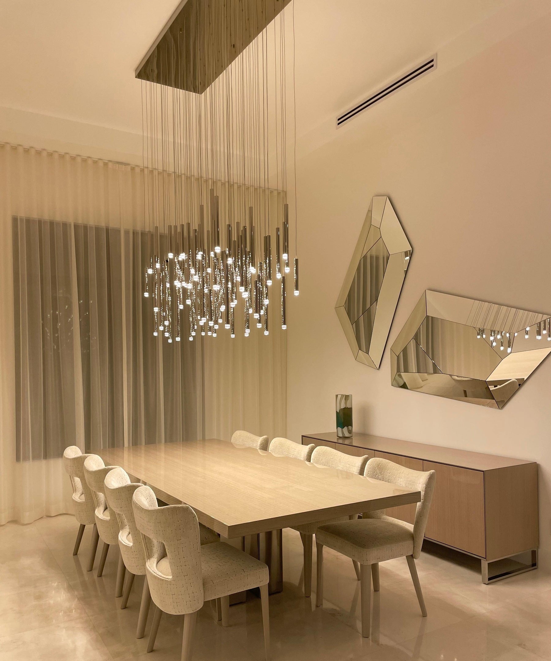 Bellini Rectangular Tubular Pendant Light Chandelier - Merlin Lamps