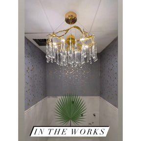 Dawn Teardrop Branch Brass Round Chandelier
