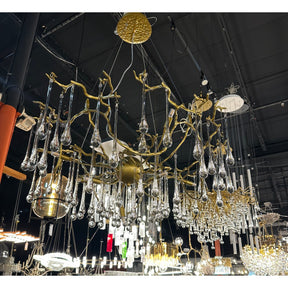 Dawn Teardrop Branch Brass Round Chandelier