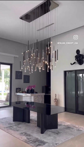 Bellini Rectangular Tri-Tone Tubular Pendant Light Chandelier - Merlin Lamps