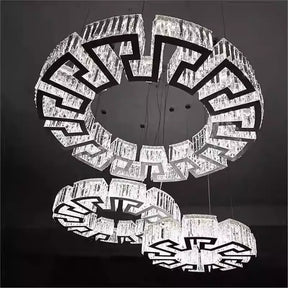 Modern Round Gear/Rectangular Mazes Crystal Chandelier