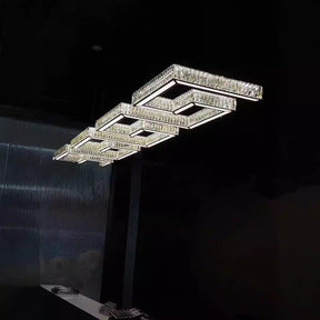 Modern Round Gear/Rectangular Mazes Crystal Chandelier