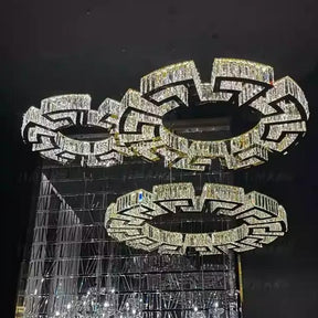 Modern Round Gear/Rectangular Mazes Crystal Chandelier
