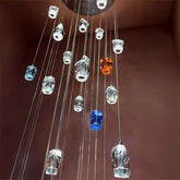 Modern Floating Clear/Blue/Amber Irregular Crystal Chandelier for High-ceiling
