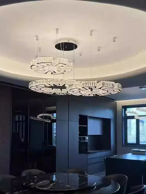 Modern Round Gear/Rectangular Mazes Crystal Chandelier