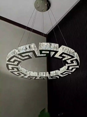 Modern Round Gear/Rectangular Mazes Crystal Chandelier