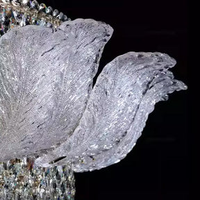 Extra Large Glass Petals Crystal Chandelier for High-ceiling