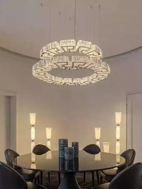 Modern Round Gear/Rectangular Mazes Crystal Chandelier