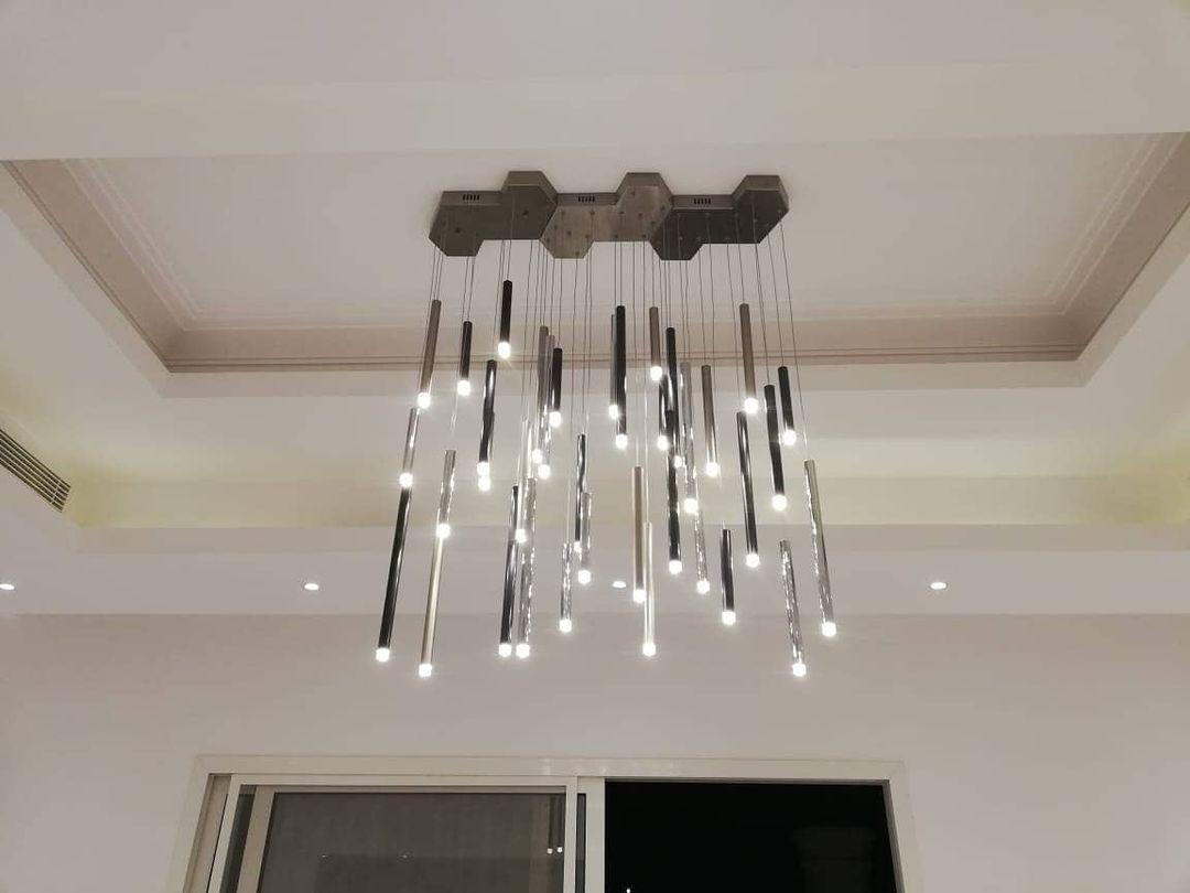 Brillia Round Two-Tone Tubular Pendant Light Chandelier - Merlin Lamps