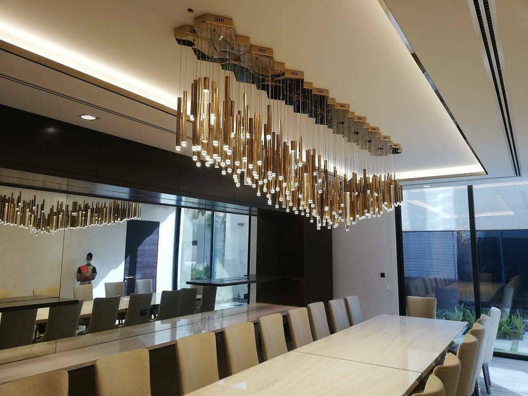 Bellini Square Tri-Tone Tubular Pendant Light Chandelier - Merlin Lamps