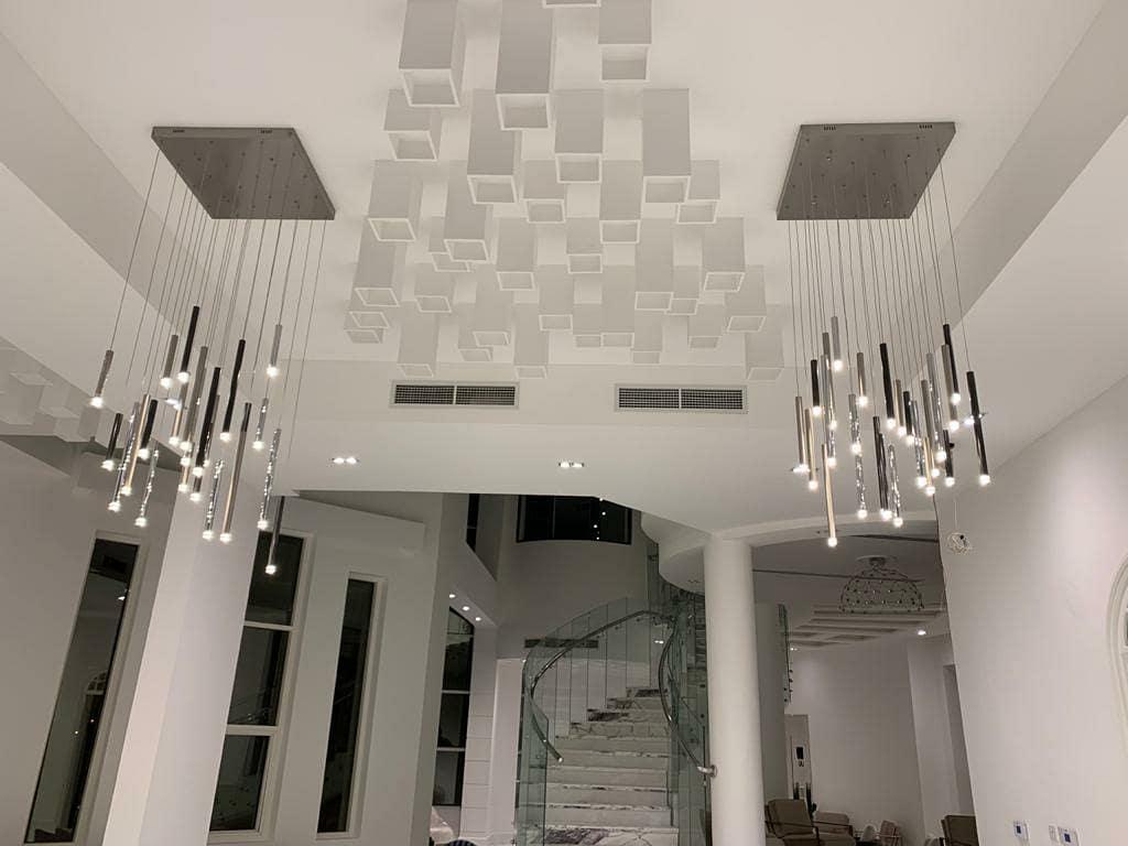 Bellini Rectangular Tri-Tone Tubular Pendant Light Chandelier - Merlin Lamps
