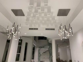 Bellini Rectangular Tri-Tone Tubular Pendant Light Chandelier - Merlin Lamps