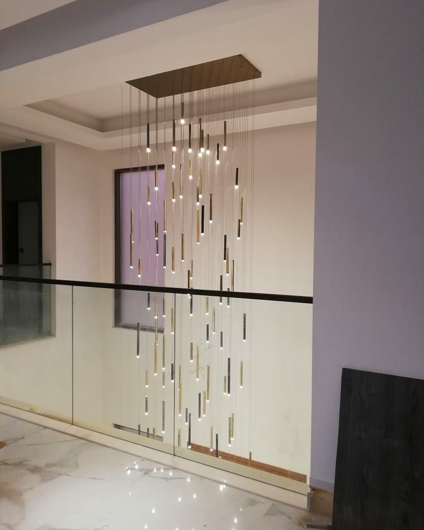 Bellini Rectangular Tubular Pendant Light Chandelier - Merlin Lamps