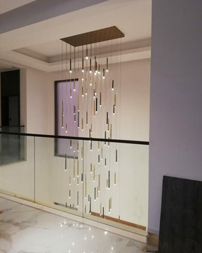 Bellini Rectangular Tri-Tone Tubular Pendant Light Chandelier - Merlin Lamps