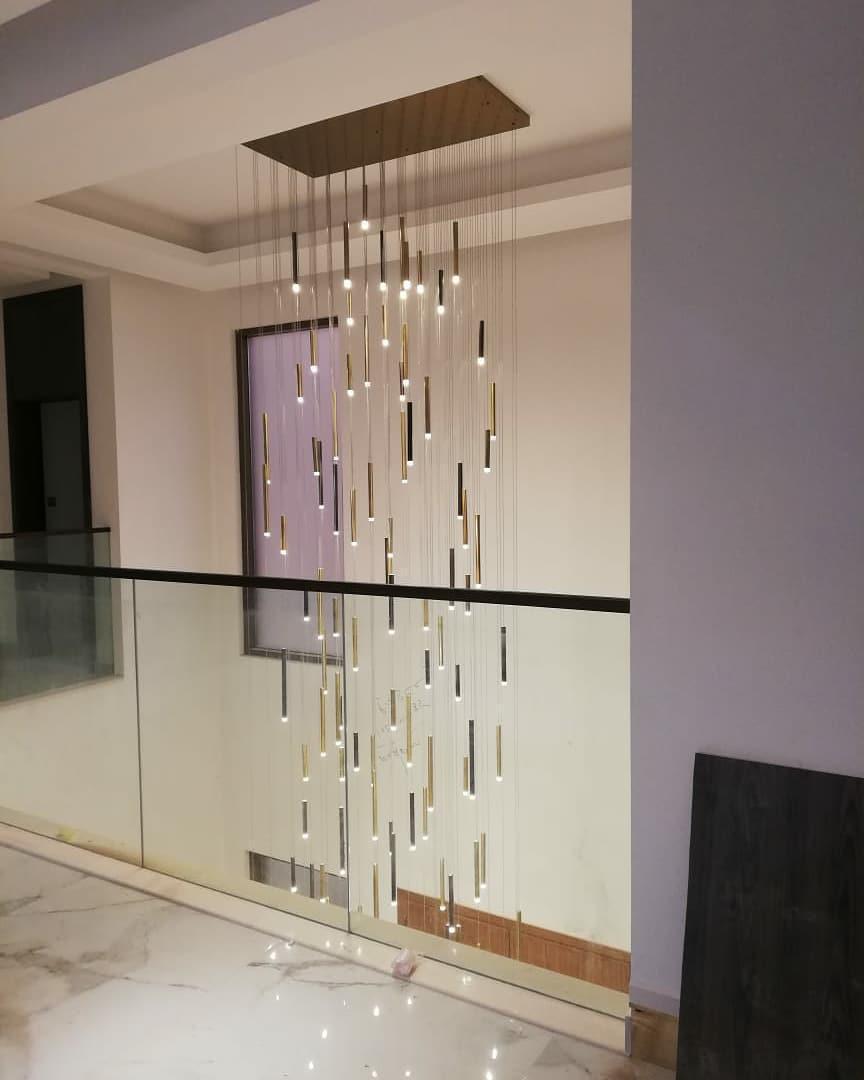 Brillia Round Two-Tone Tubular Pendant Light Chandelier - Merlin Lamps