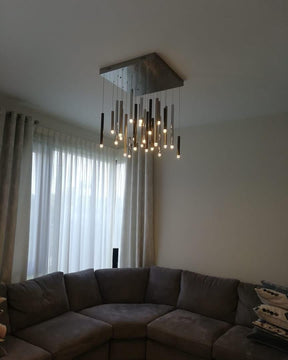 Brillia Round Two-Tone Tubular Pendant Light Chandelier - Merlin Lamps