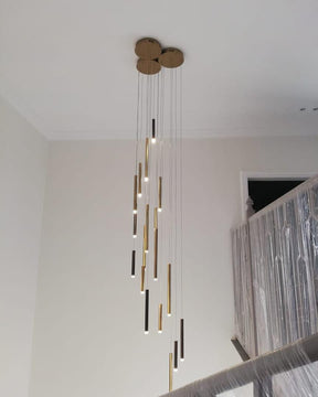 Bellini Rectangular Tri-Tone Tubular Pendant Light Chandelier - Merlin Lamps
