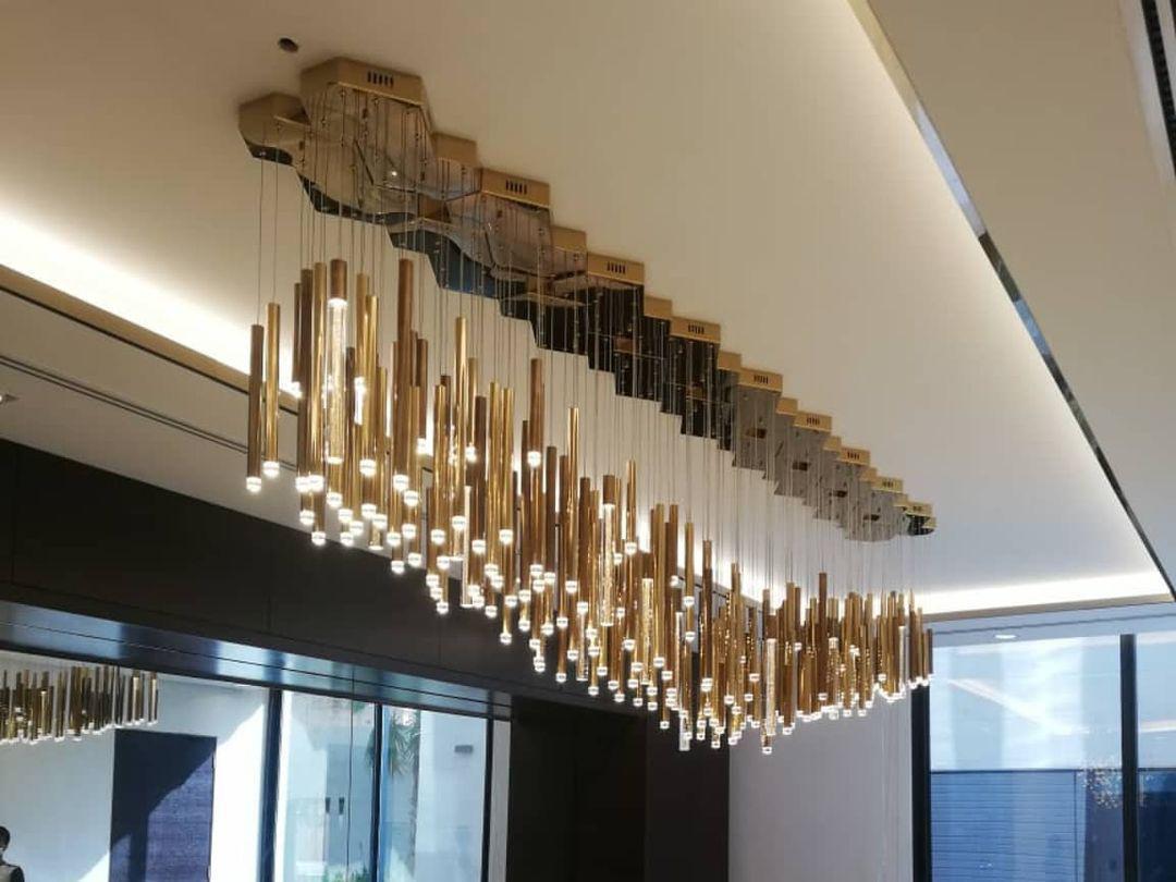 Brillia Round Two-Tone Tubular Pendant Light Chandelier - Merlin Lamps