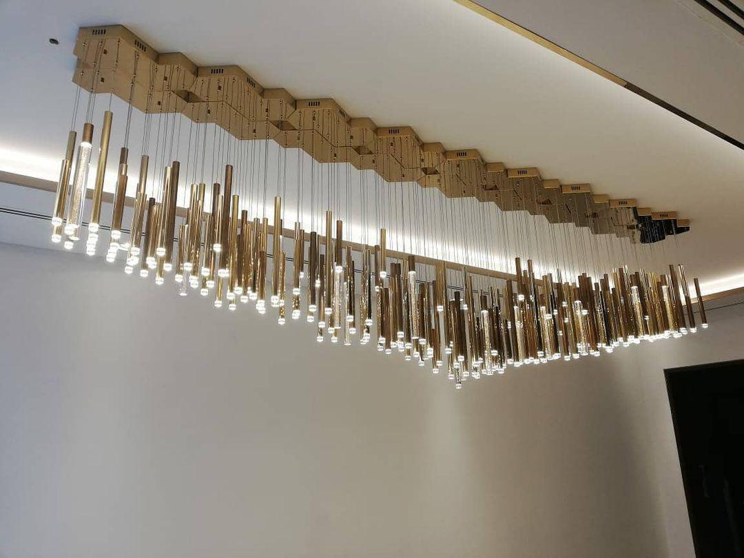 Brillia Round Two-Tone Tubular Pendant Light Chandelier - Merlin Lamps