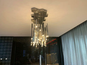 Bellini Square Tri-Tone Tubular Pendant Light Chandelier - Merlin Lamps