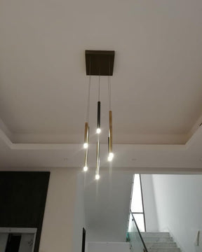 Brillia Round Two-Tone Tubular Pendant Light Chandelier - Merlin Lamps