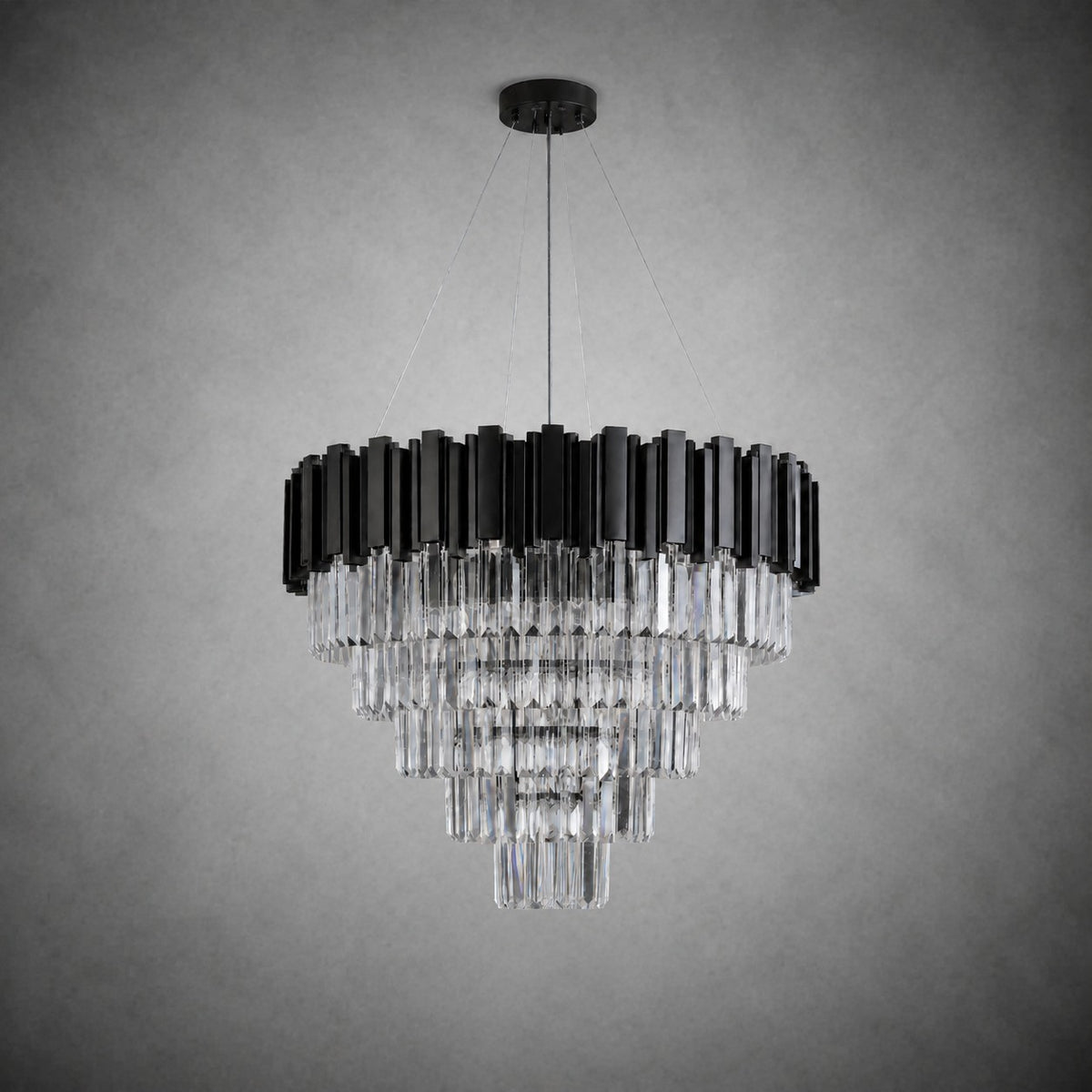 Inverted Triangle Crystal Round Pendant 700 - Black