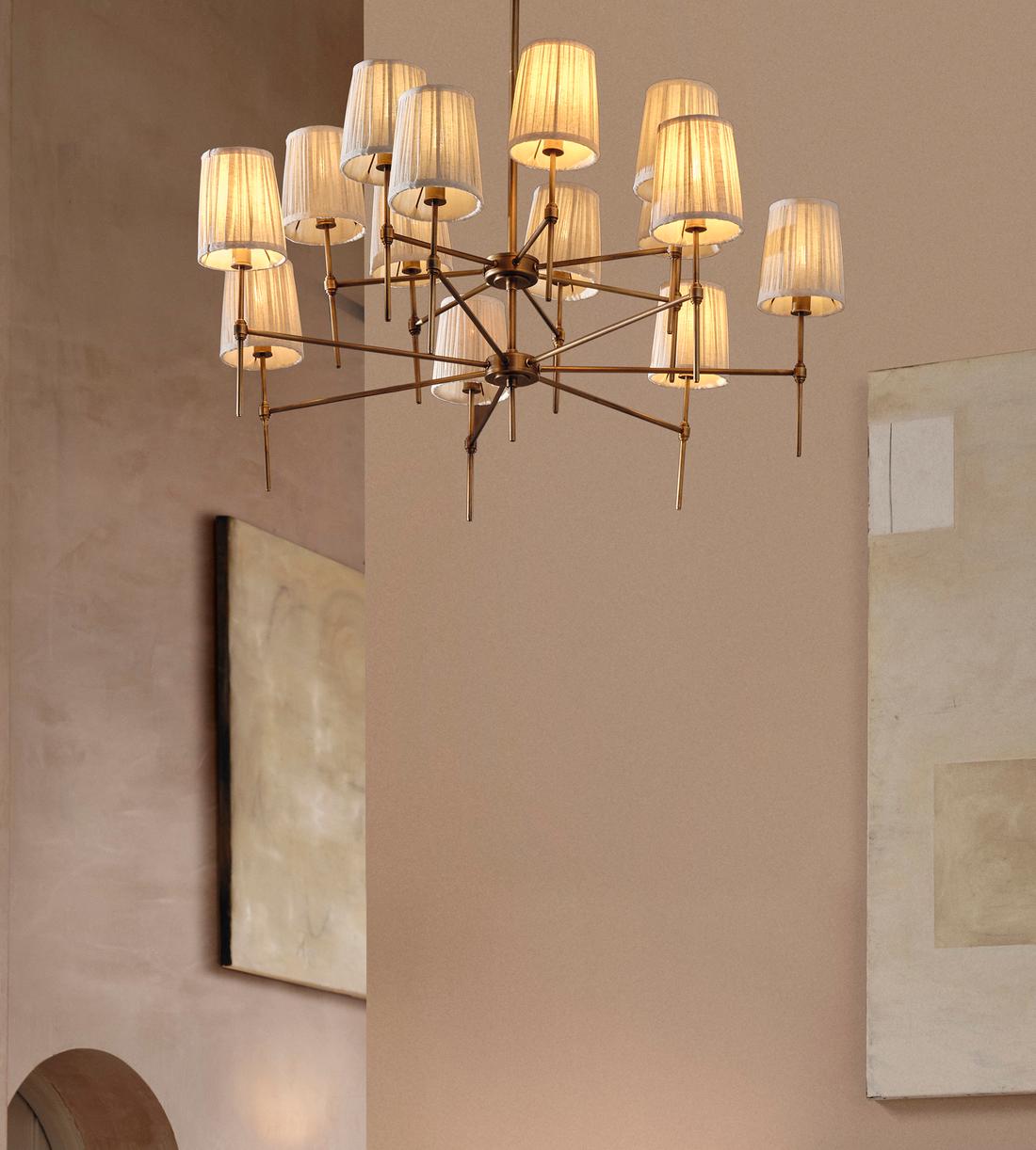 Isobella Chandelier, Antiqued Brass, Large - Merlinlamps