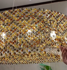 Italian Modern Light Luxury Round Crystal Chandelier Decorative Light Fixture for Living Room/Dining Room