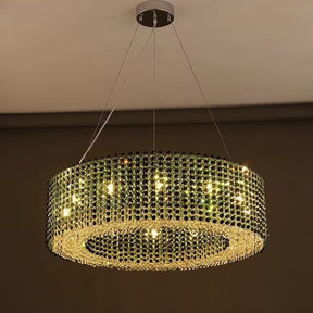 Italian Modern Light Luxury Round Crystal Chandelier Decorative Light Fixture for Living Room/Dining Room