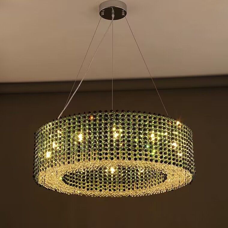 Italian Modern Light Luxury Round Crystal Chandelier Decorative Light Fixture for Living Room/Dining Room