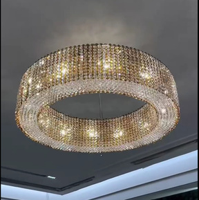Italian Modern Light Luxury Round Crystal Chandelier Decorative Light Fixture for Living Room/Dining Room