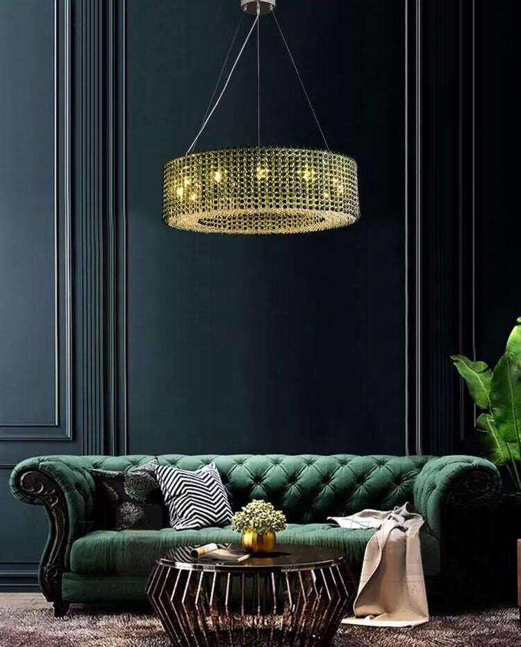 Italian Modern Light Luxury Round Crystal Chandelier Decorative Light Fixture for Living Room/Dining Room