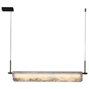 Joisse Alabaster Chandelier, Linear Chandelier Over Dining Room