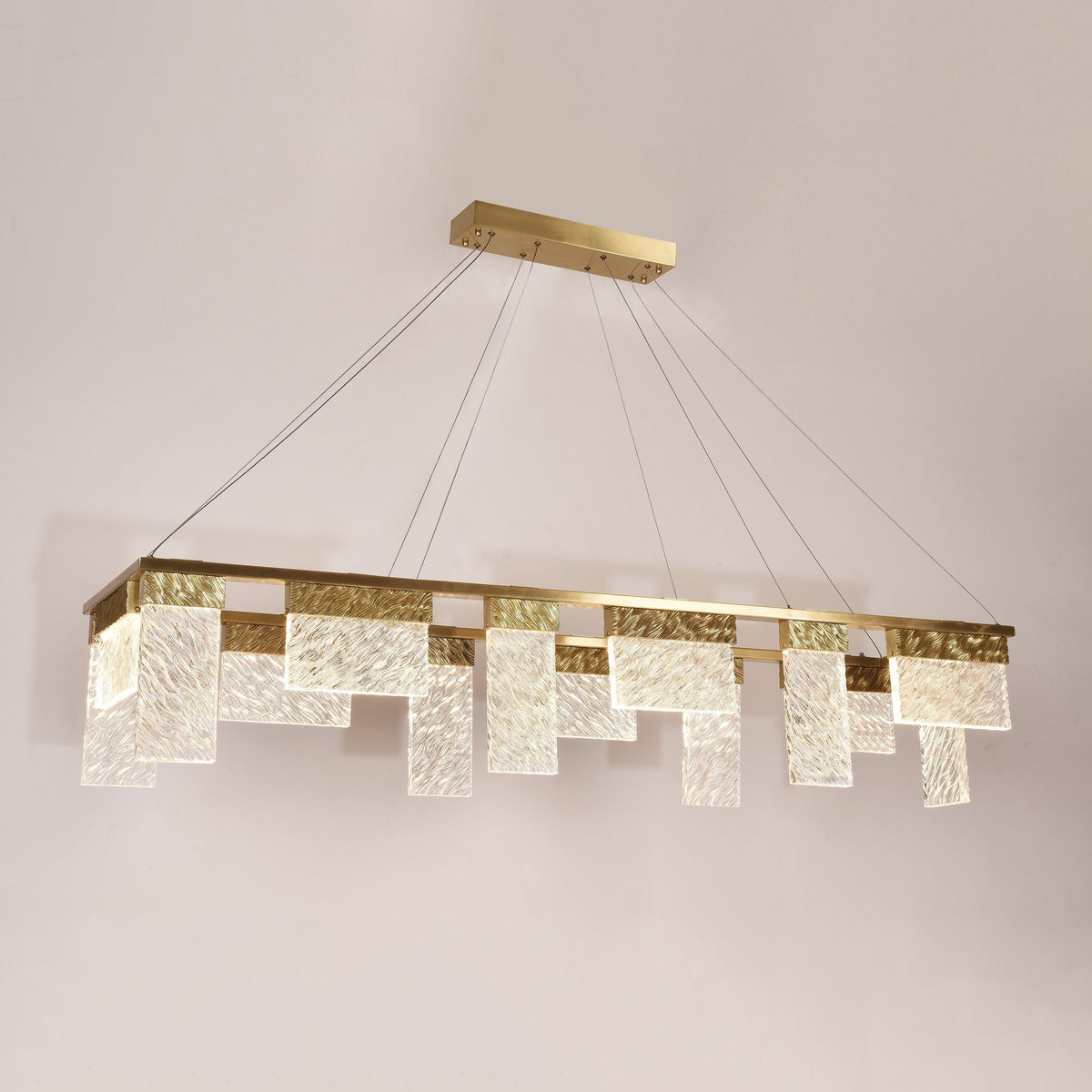 Joseph Dining Table LED Rectangle Glass Chandelier