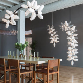 Kenneth Grape Artistic Linear Chandelier Over Dining Table
