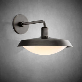 Kennon Barn Brass Wall Sconce with Milk Glass Shade