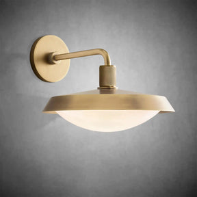 Kennon Barn Brass Wall Sconce with Milk Glass Shade