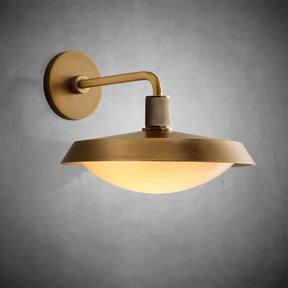 Kennon Barn Brass Wall Sconce with Milk Glass Shade