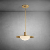 Kennon Brass Round Pendant Light with Milk Glass Shade