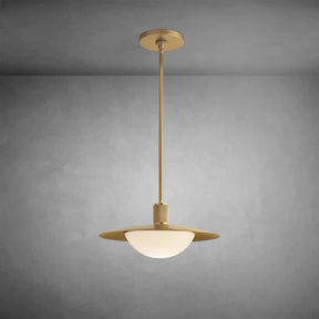 Kennon Brass Round Pendant Light with Milk Glass Shade