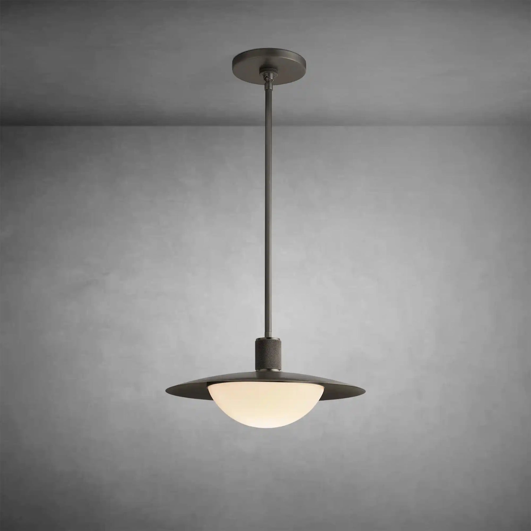 Kennon Brass Round Pendant Light with Milk Glass Shade